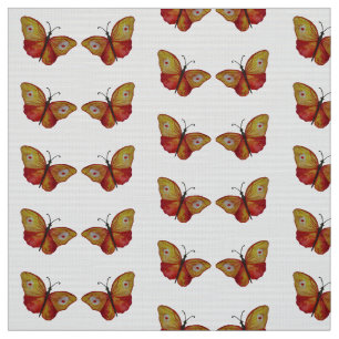 Tela Naranja Red Butterflies Watercolor Art Fabric