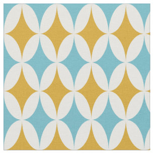 Tela Naranja retro Diamantes azul turquesa a mediados d