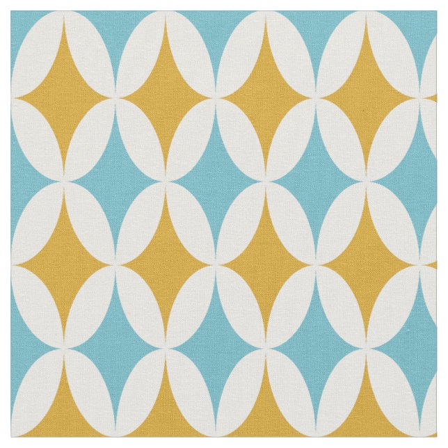 Tela Naranja retro Diamantes azul turquesa a mediados d (De cerca)