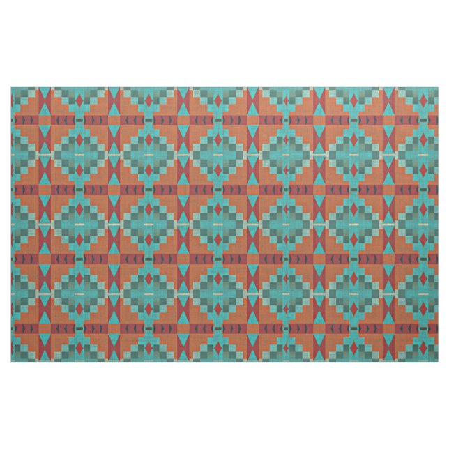 Tela Naranja Rojo Aspecto Verde azulado Turquesa Étnico ("Cuarto gordo" (fat quarter))