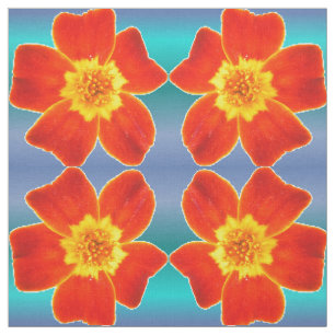 Tela Naranja Rojo Marigold Flor Azul Patrón de fondo