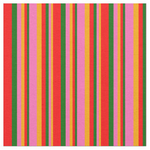 Tela Naranja, rosa caliente, verde oscuro y patrón roj