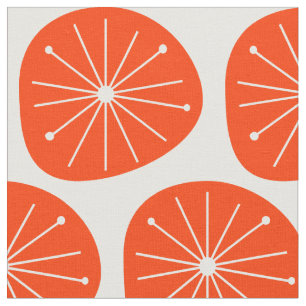 Tela Naranja Slices Starburst Media Century Impresión 