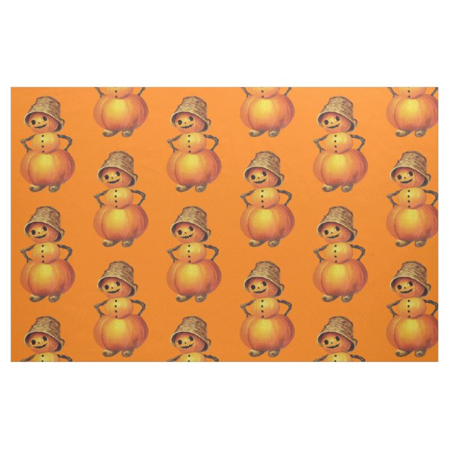Tela Naranja Sonriente Jack O' Lantern Snowman ("Cuarto gordo" (fat quarter))