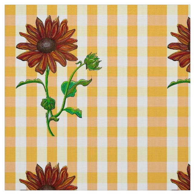 Tela Naranja Sunflower Glo Fabric (Retal)