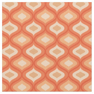 Tela Naranja Vintage de mediados del siglo y óvalos bei