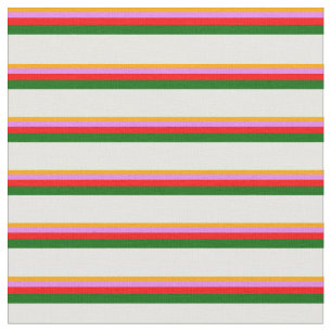 Tela Naranja, violeta, roja, verde oscuro y blanco