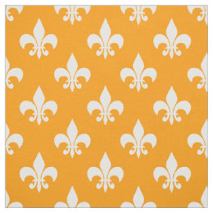 Tela Naranja White Fleur-de-lis Textil