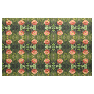 Tela Naranja Zinnia Flower Floral Patteric Fabric