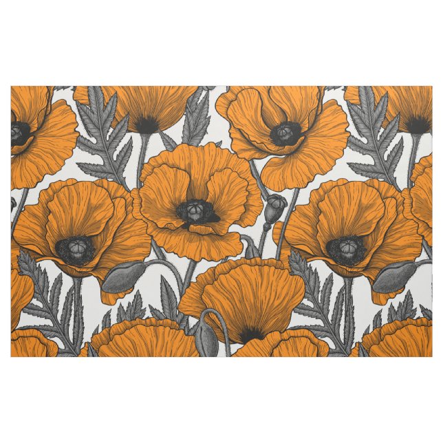 Tela Naranjas de cachorros en blanco ("Cuarto gordo" (fat quarter))