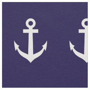 Tela náutica del azul marino y blanca del ancla d