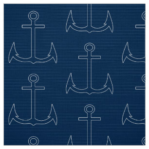 Tela Nautical Anchor Pattern Navy Blue