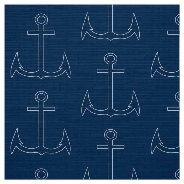 Tela Nautical Anchor Pattern Navy Blue (Retal)
