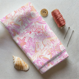 Tela Nautical Beach Collage Hot Pink ID840