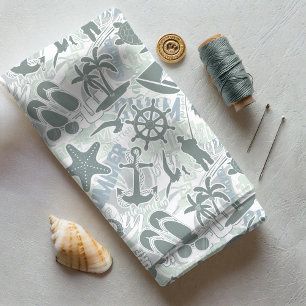 Tela Nautical Beach Collage Olive ID839