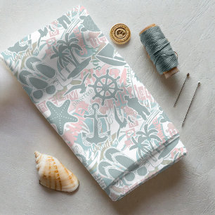 Tela Nautical Beach Collage Sage ID840