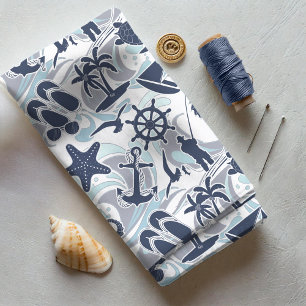 Tela Nautical Beach Pattern Navy ID839