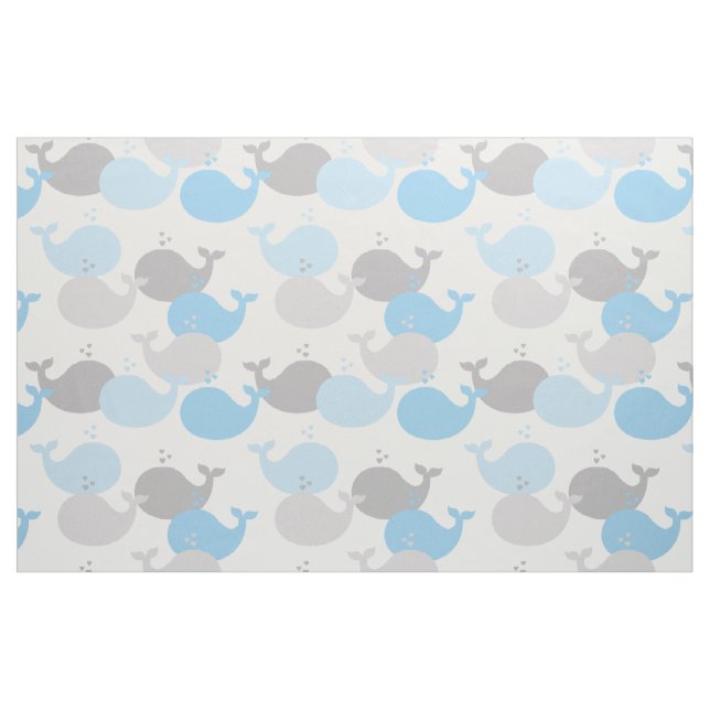 Tela Nautical Blue Gray Whale Ocean Animals Sea Life ("Cuarto gordo" (fat quarter))