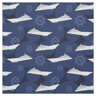 Tela Nautical Cruise Ships Modelo blanco azul moderno