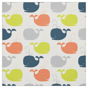 Tela Nautical Cute Baby Nursery Whales Fabric