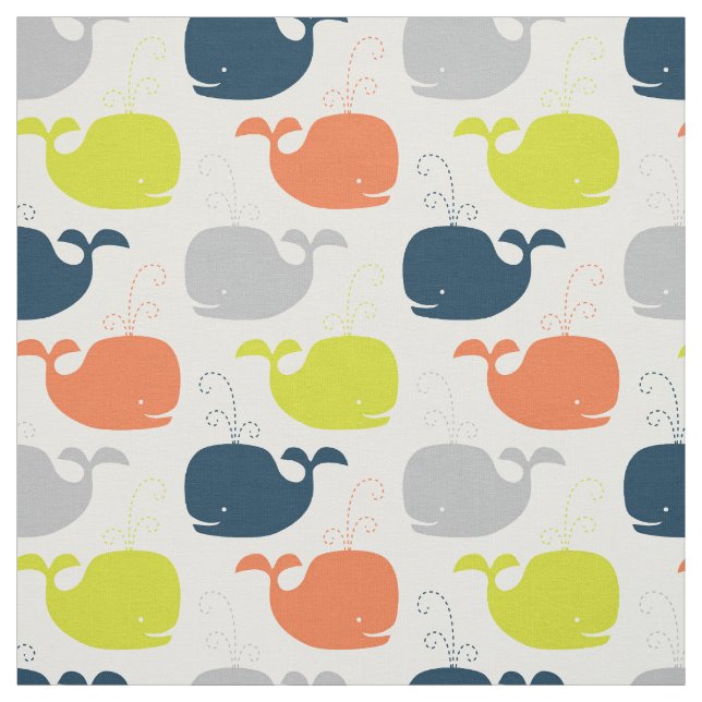 Tela Nautical Cute Baby Nursery Whales Fabric (Retal)