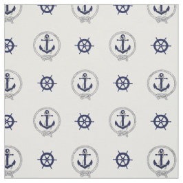 Tela Nautical Navy ancla azul/rueda del barco azul