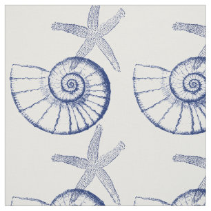 Tela Nautilus Seashell & Starfish Marine Life Personali