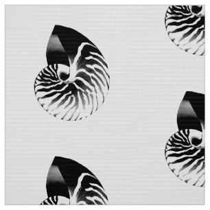 Tela Nautilus Shell - blanco y negro