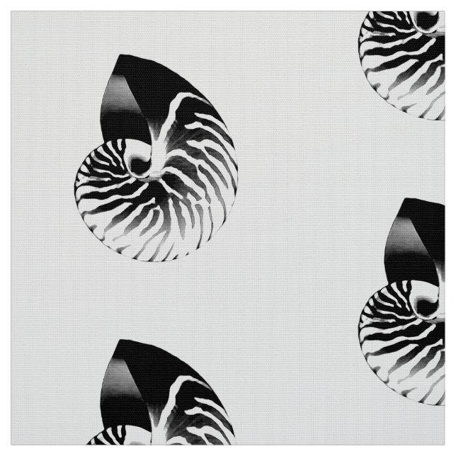 Tela Nautilus Shell - blanco y negro (Retal)