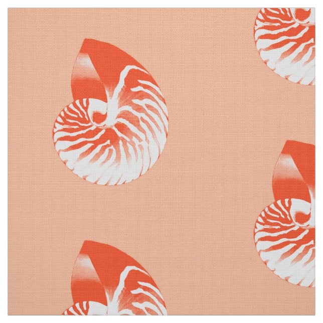 Tela Nautilus Shell - naranja coralino y blanco (Retal)