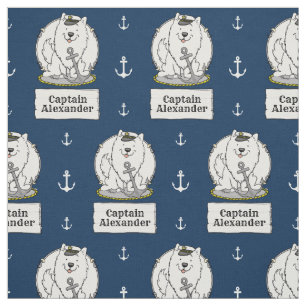 Tela Navegación Náutica Barco americano Eskimo Dog Cute