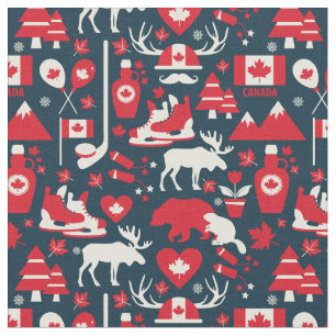 Tela Navidad Canadiense Canadá Patrón Reno Invierno