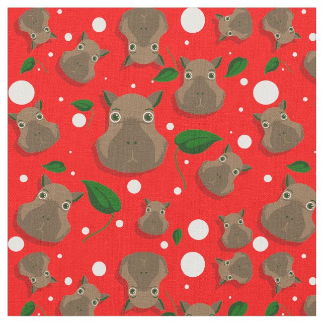 Tela navidad capybara (De cerca)