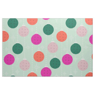 Tela Navidad con tema de Pickleball en menta y rosa