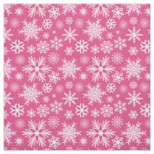 Tela Navidad Copo de Nieve Rosa Brillante