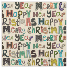 Tela navidad crema feliz año nuevo