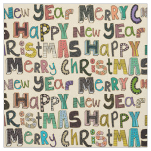 Tela navidad crema feliz año nuevo