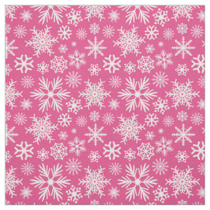 Tela Navidad de Copo de Nieve Rosa Brillante
