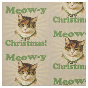 Tela Navidad del Maullido-y, animal divertido lindo del