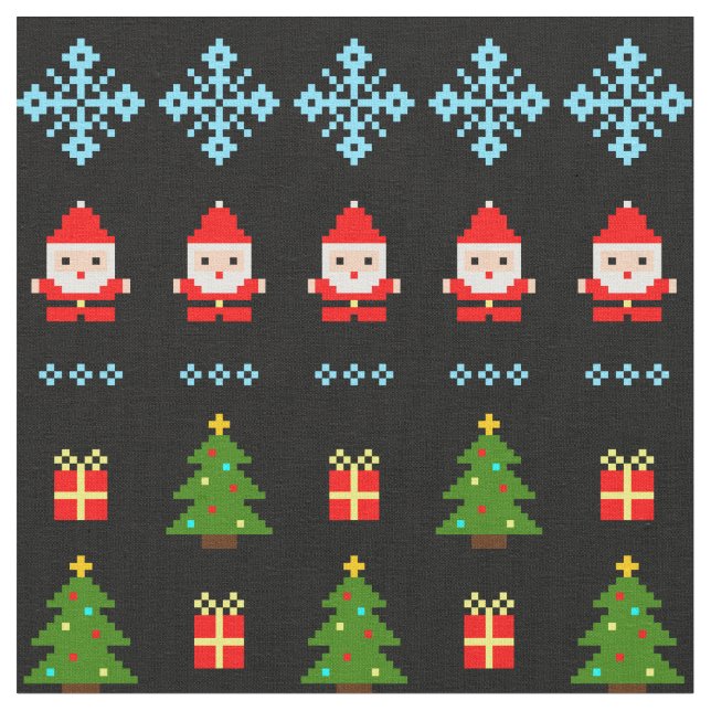 Tela Navidad Pixel Art (De cerca)