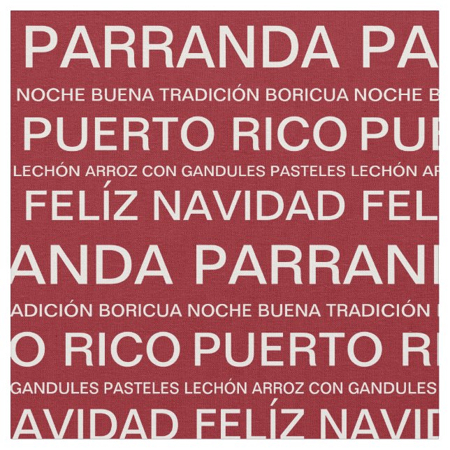 Tela Navidad Puertorriqueña Roja (De cerca)