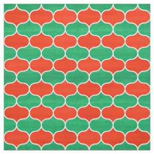 Tela Navidad rojo y modelo geométrico verde de Ogee