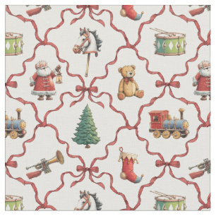 Tela Navidad vintage juguetes retro Santa Claus Navidad