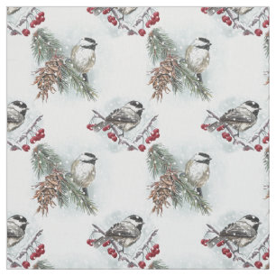 Tela Navidades acuáticos de Winter Chickadees