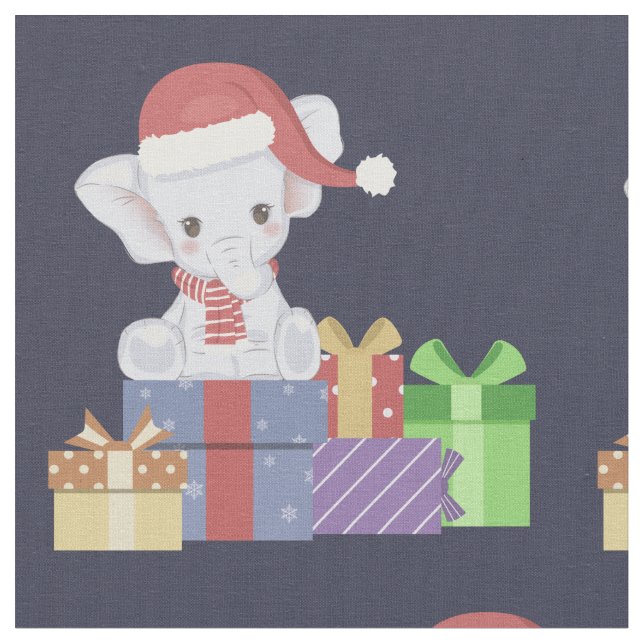 Tela Navidades Adorables Baby Elephant (De cerca)