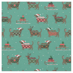 Tela Navidades Adorables Dachshunds