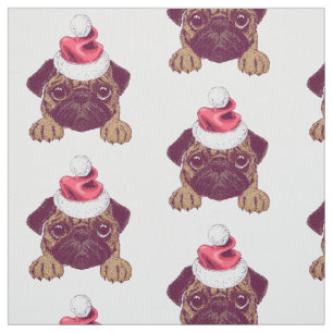 Tela Navidades adorables Tejido de Pug