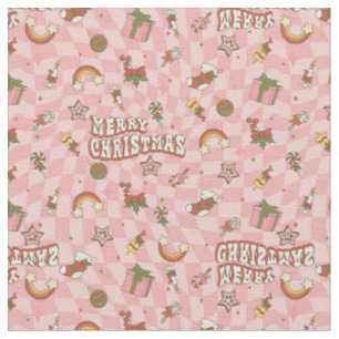 Tela navidades alegres de cosecha vintage de los años 6
