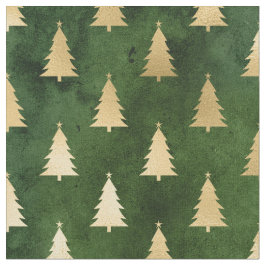 Tela Navidades Árboles de oro verdes