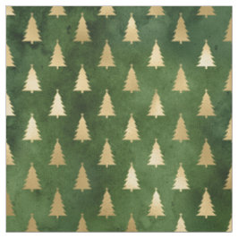Tela Navidades Árboles de oro verdes